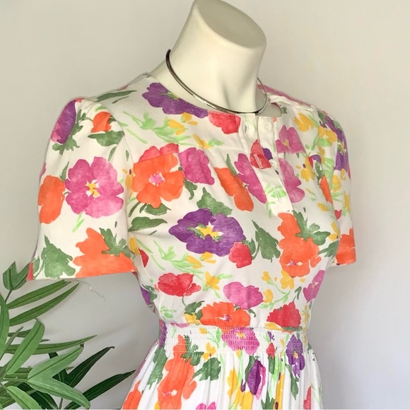 v i n t a g e :: Floral Romantic Cottagecore Smocked Dress - Picture 11 of 11